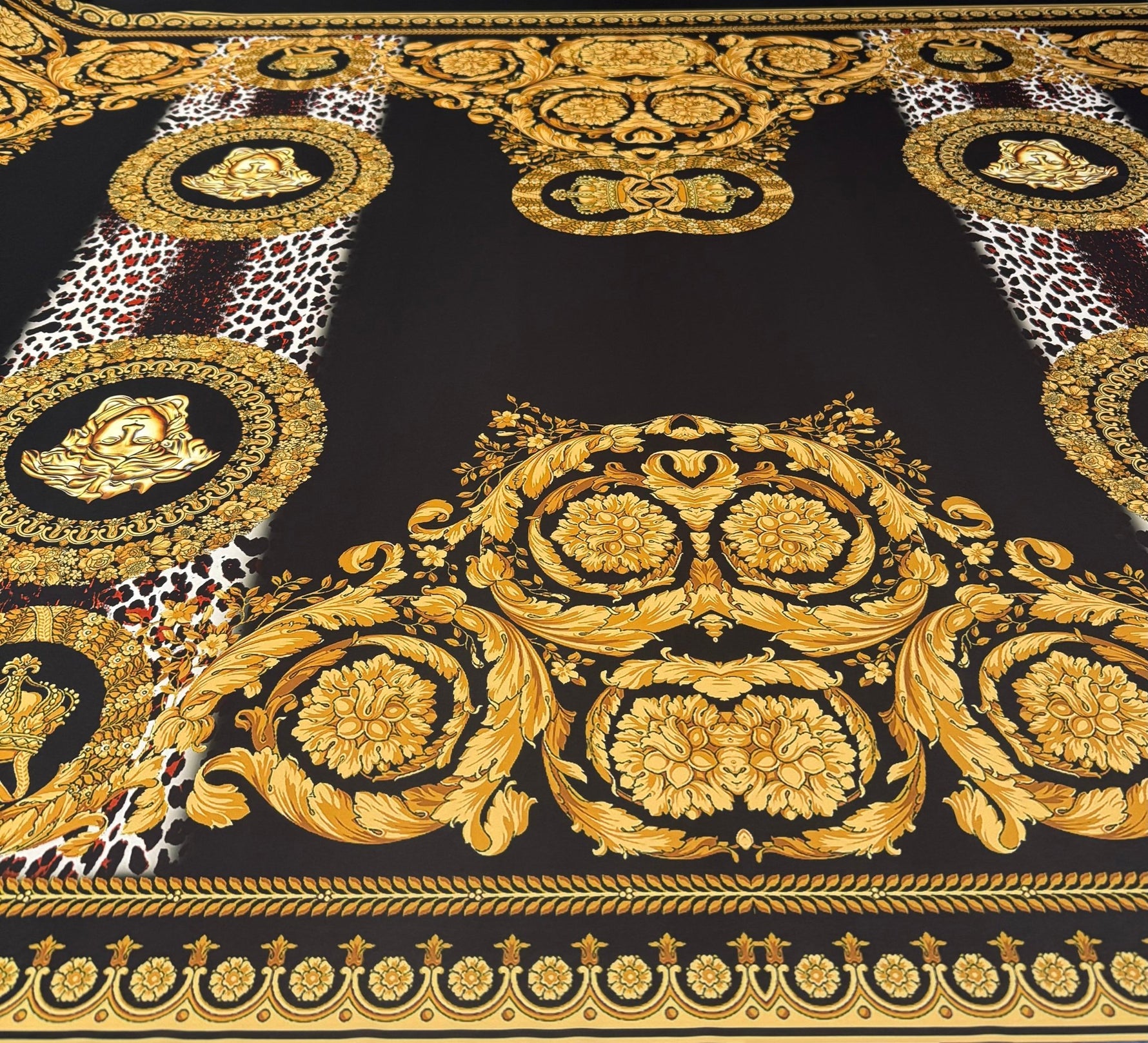 Baroque Chain Print Crepe Fabric - Whotex Fabrics London