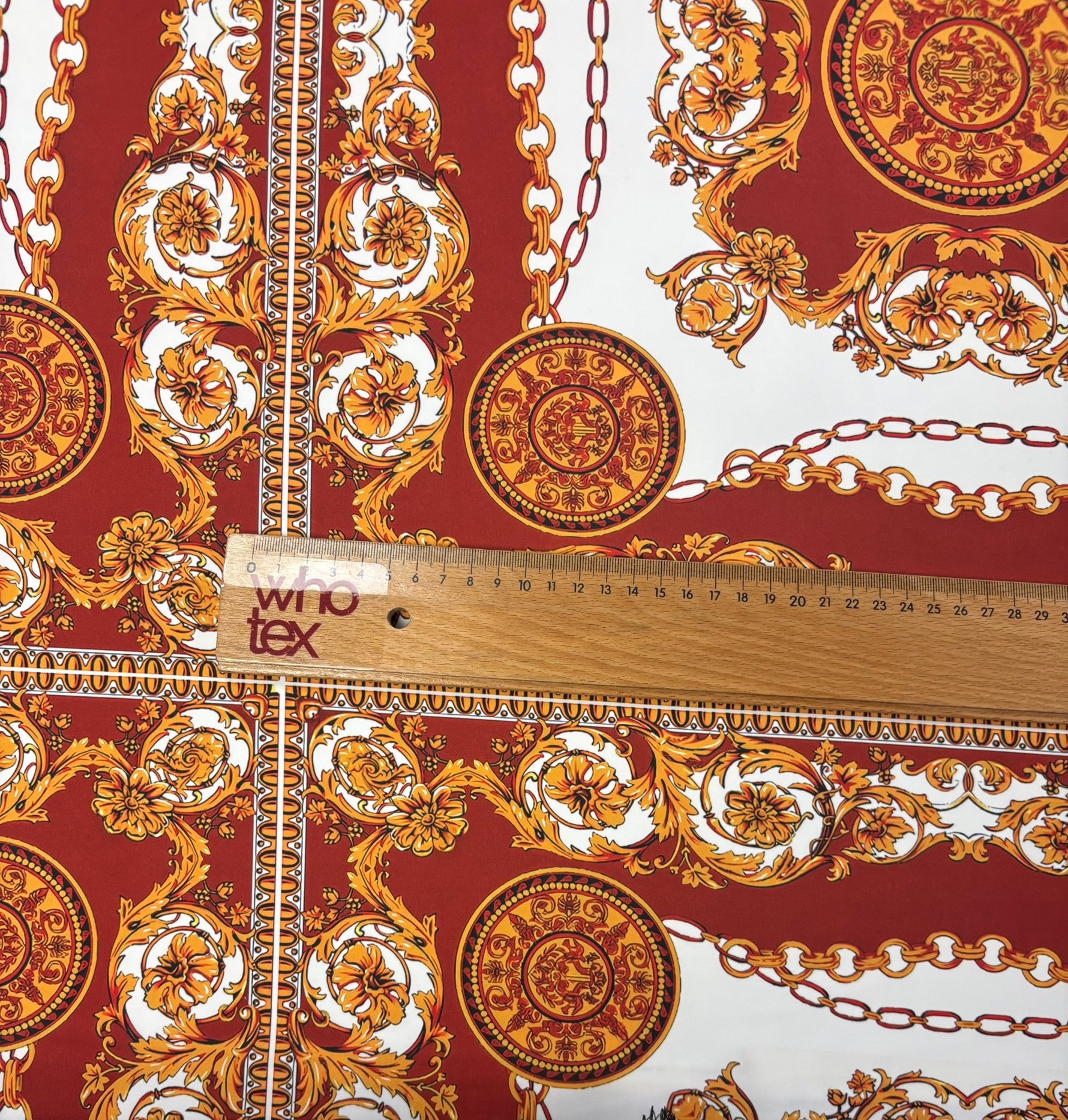 Baroque Chain Print Crepe Fabric by the Metre - Whotex Fabrics London