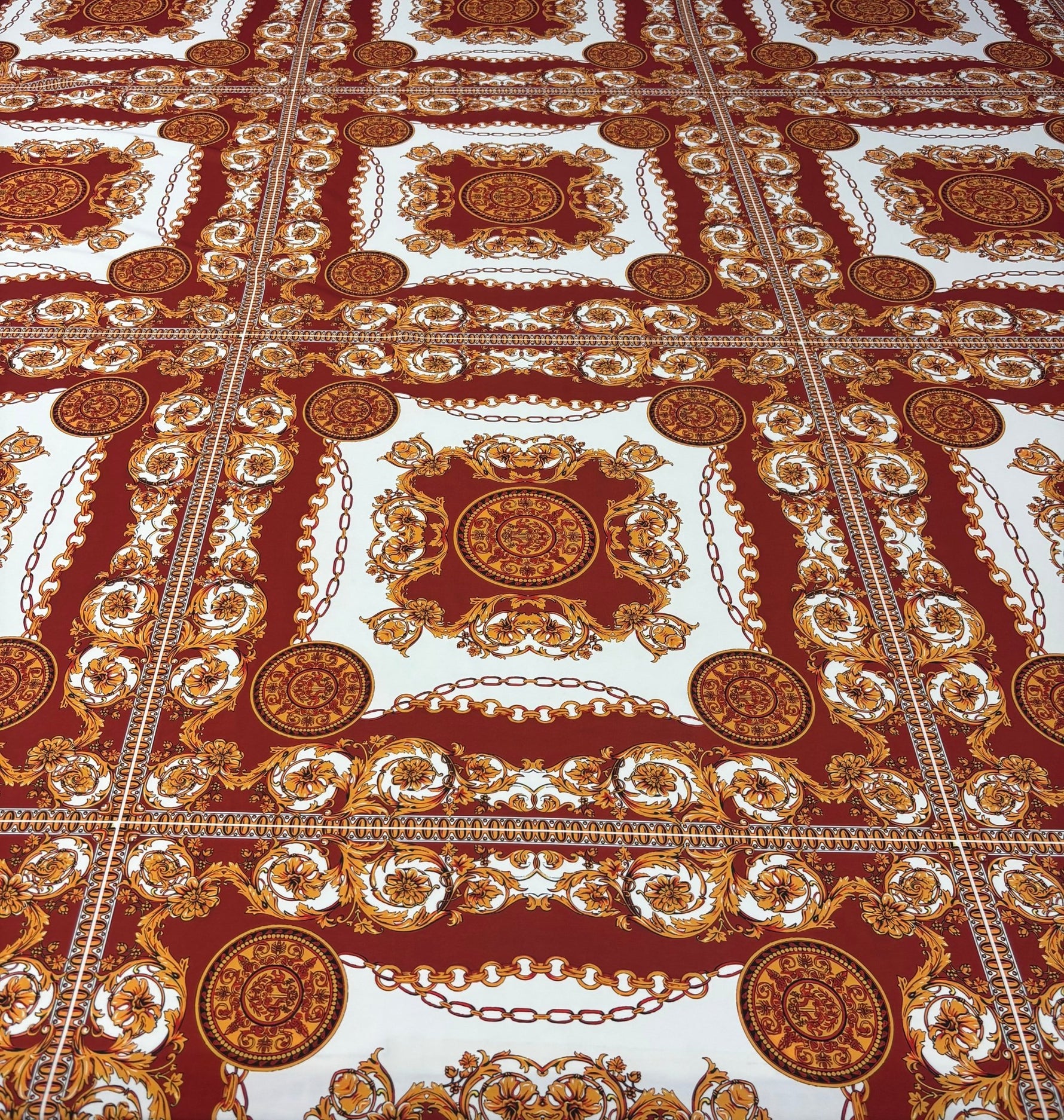 Baroque Chain Print Crepe Fabric by the Metre - Whotex Fabrics London