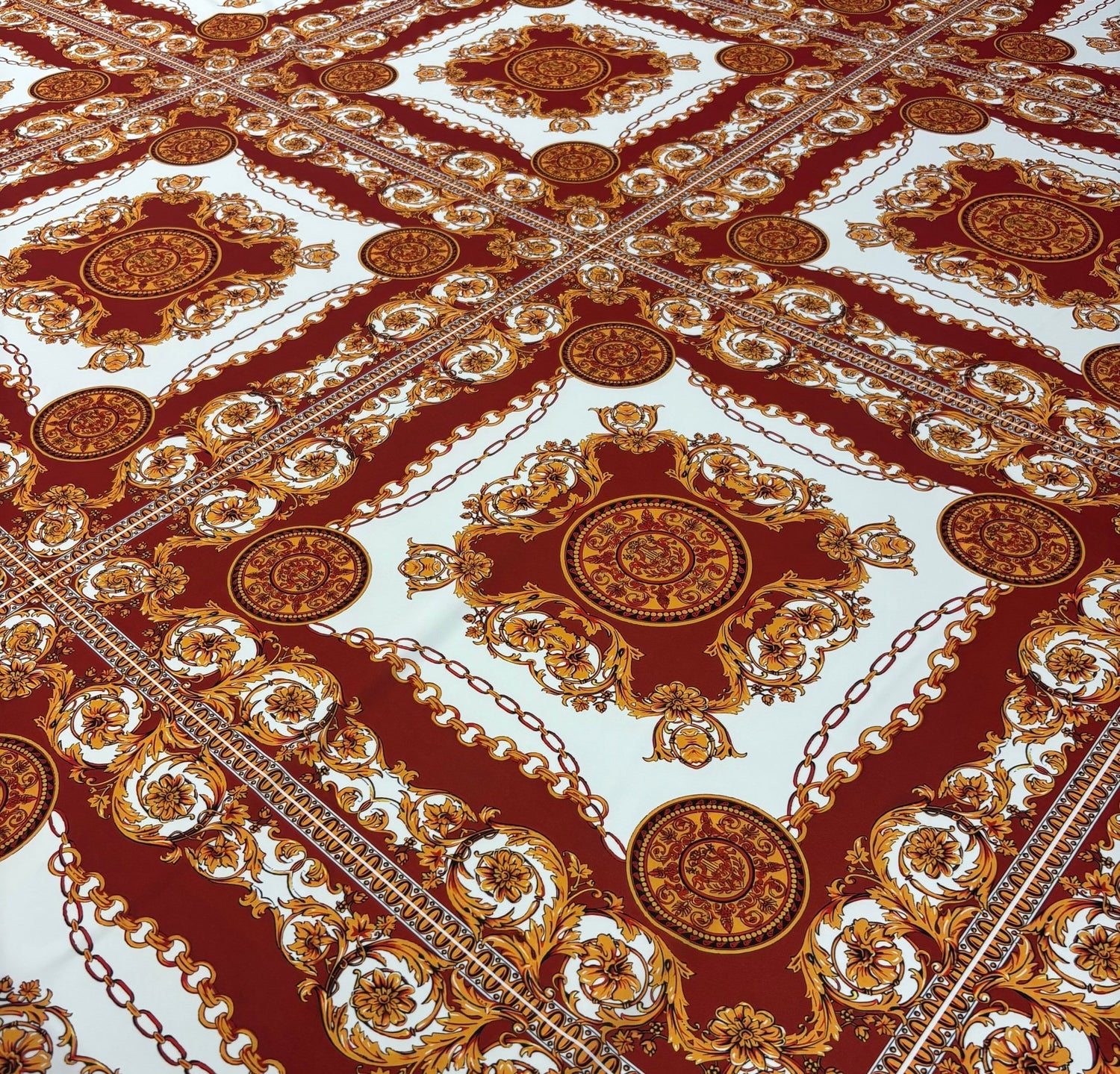 Baroque Chain Print Crepe Fabric by the Metre - Whotex Fabrics London