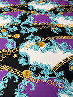 Baroque Chain Print Lycra Stretch Fabric by the Metre - Whotex Fabrics London