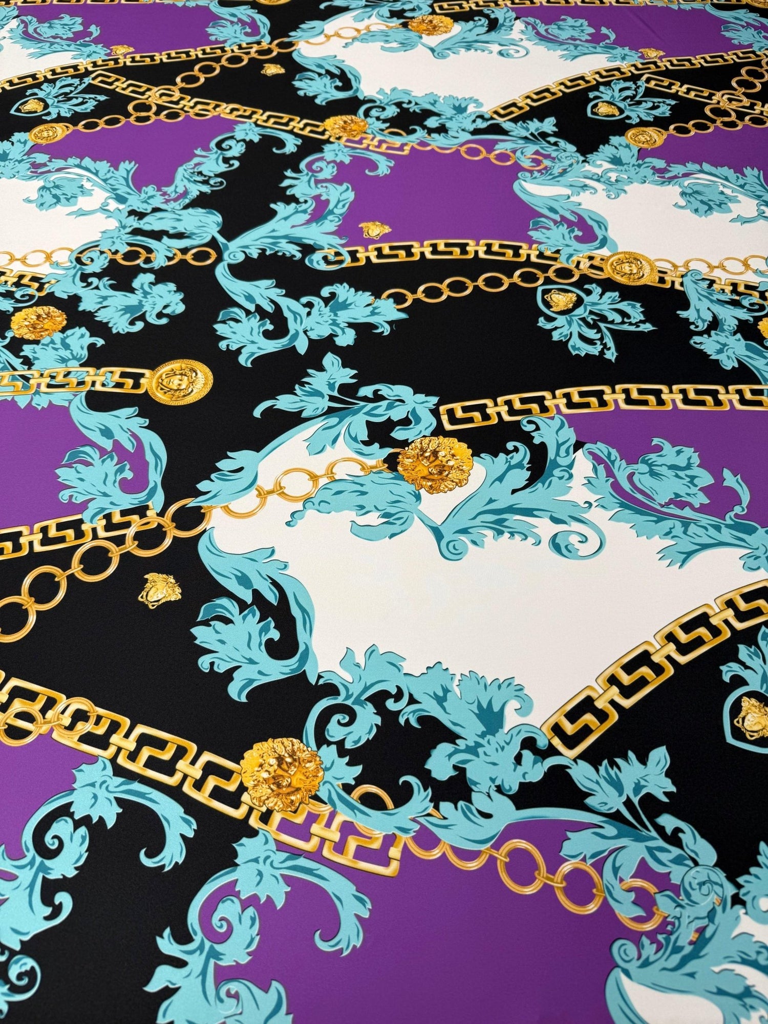 Baroque Chain Print Lycra Stretch Fabric by the Metre - Whotex Fabrics London