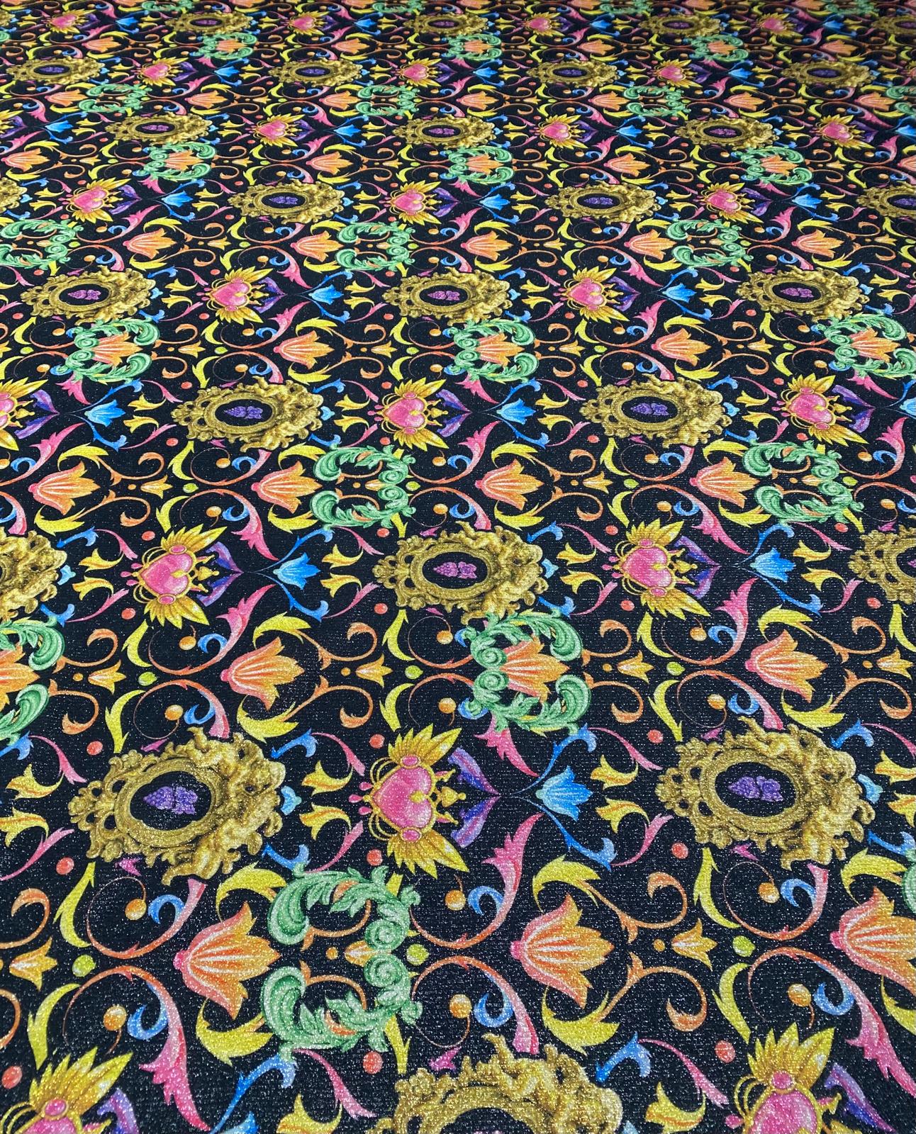 Baroque Floral Lurex Fabric by the Metre - Whotex Fabrics London