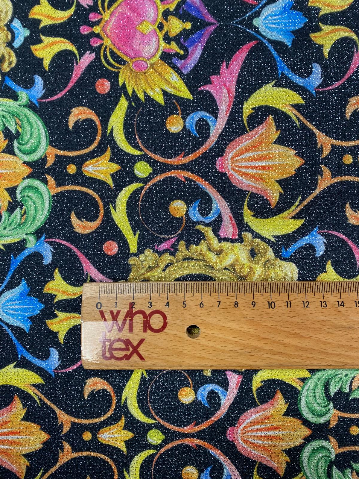 Baroque Floral Lurex Fabric by the Metre - Whotex Fabrics London