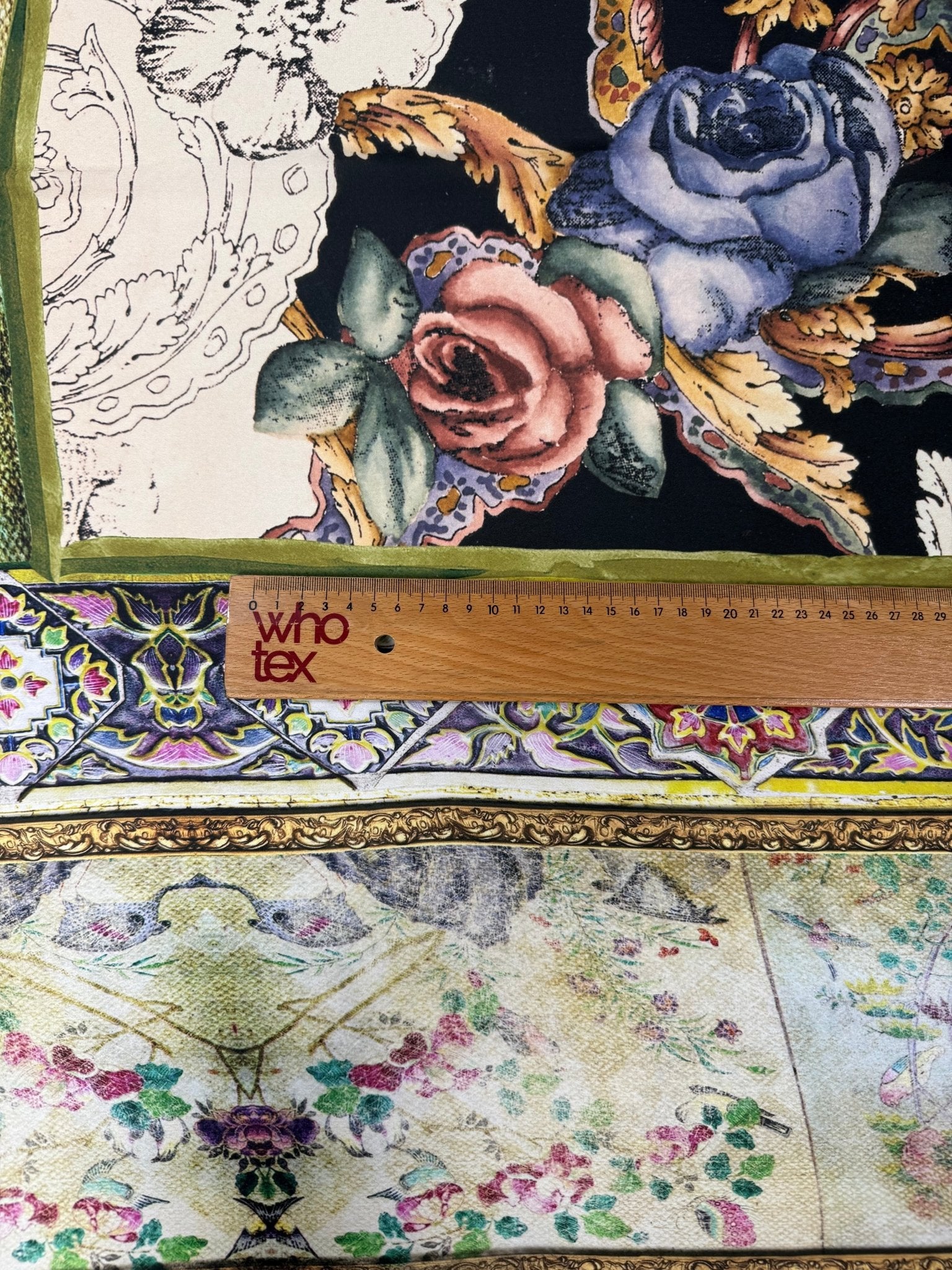 Baroque Floral Satin Fabric by the Metre - Whotex Fabrics London