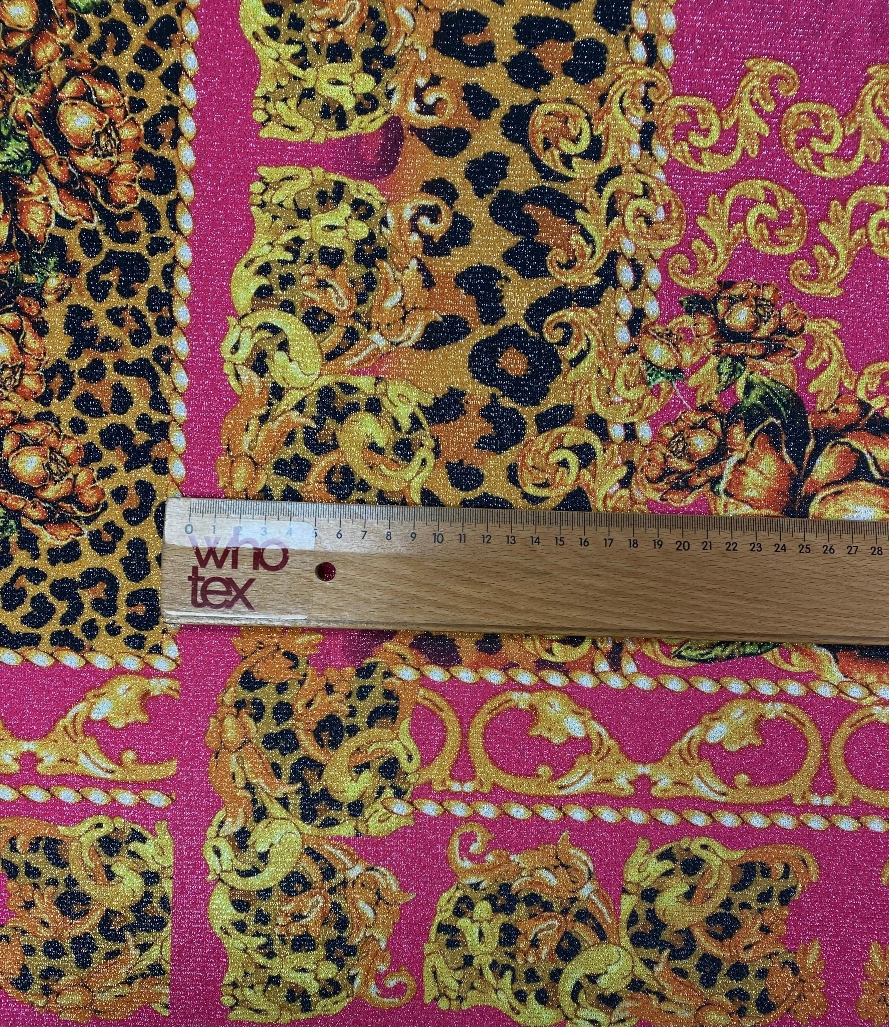 Baroque Leopard Lurex Fabric by the Metre - Whotex Fabrics London