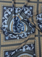 Baroque Medallion Moss Crepe Fabric by the Metre - Whotex Fabrics London