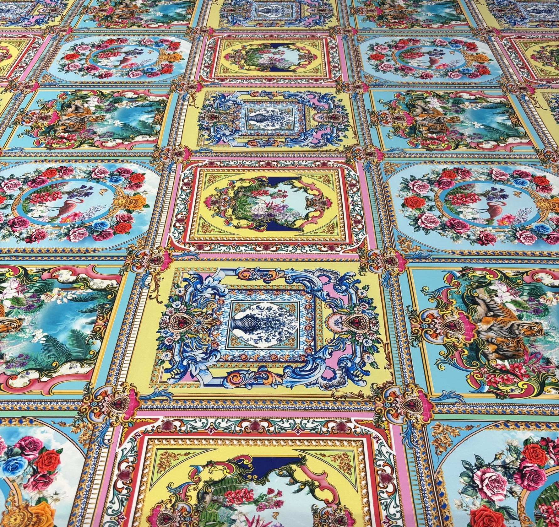 Baroque Panel Print Crepe Fabric by the Metre - Whotex Fabrics London