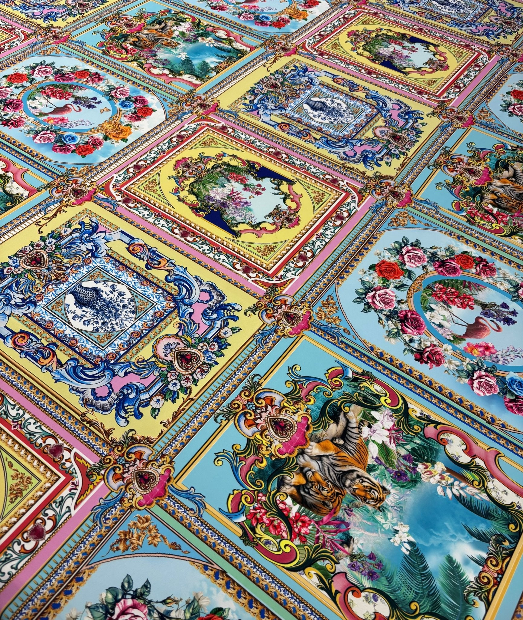 Baroque Panel Print Crepe Fabric by the Metre - Whotex Fabrics London