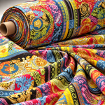 Baroque Patchwork Satin Fabric by the Metre - Whotex Fabrics London