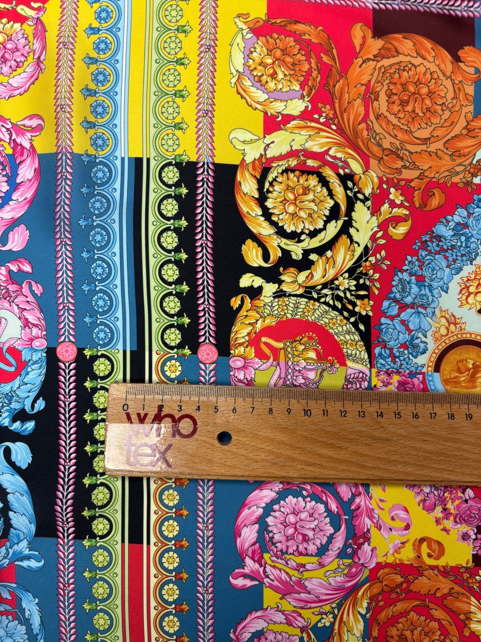 Baroque Patchwork Satin Fabric by the Metre - Whotex Fabrics London