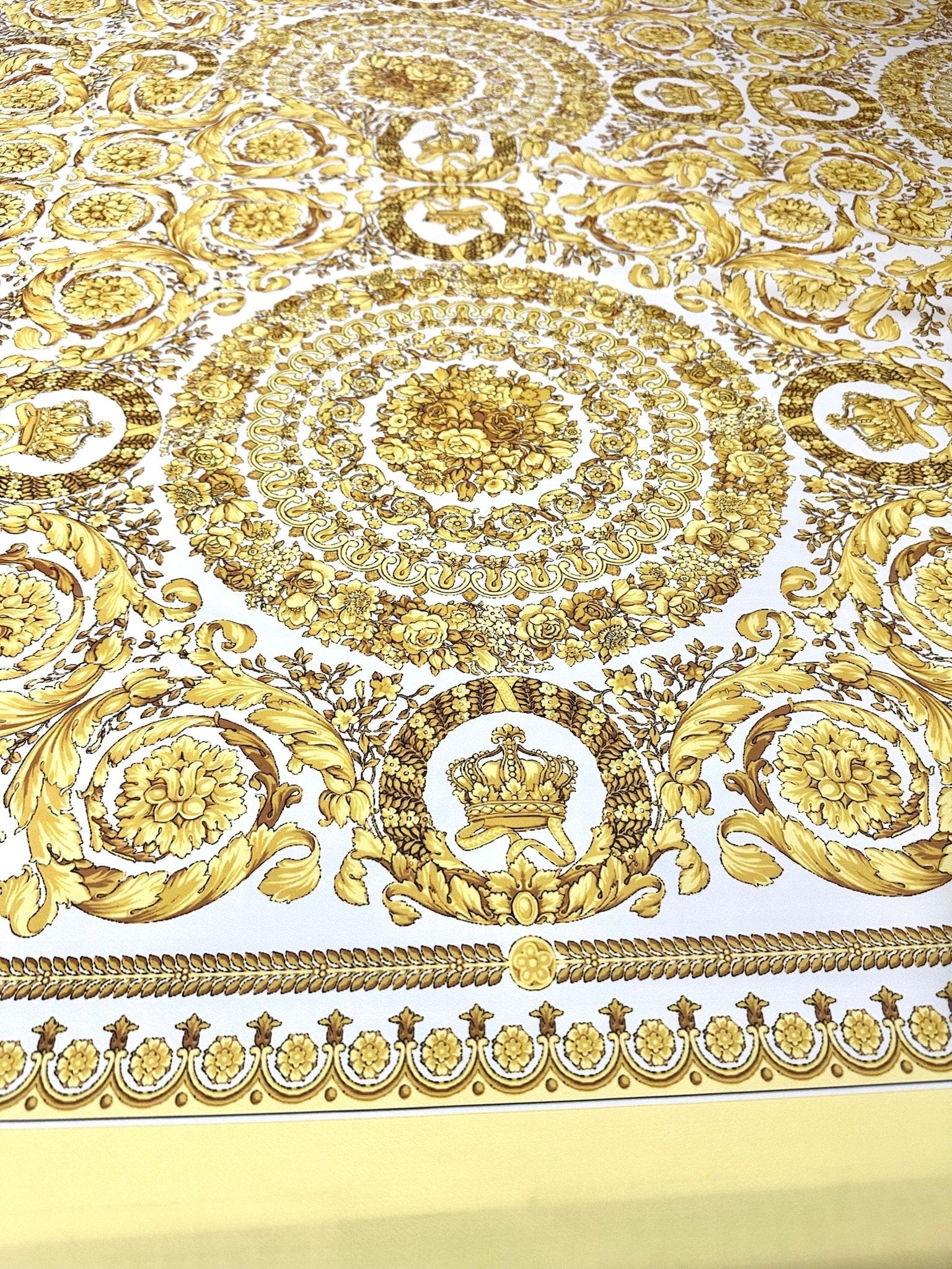 Baroque Pattern Fabric, Gold White Color Fabric By The Yard - Whotex Online Fabric Store