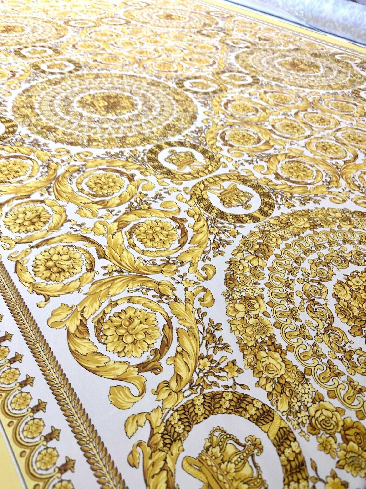 Baroque Pattern Fabric, Gold White Color Fabric By The Yard - Whotex Online Fabric Store