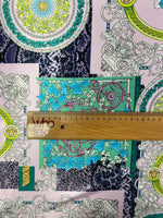 Baroque Pattern Fabric Green Borders and Soft Color Palette Fabric by Metre - Whotex Fabrics London