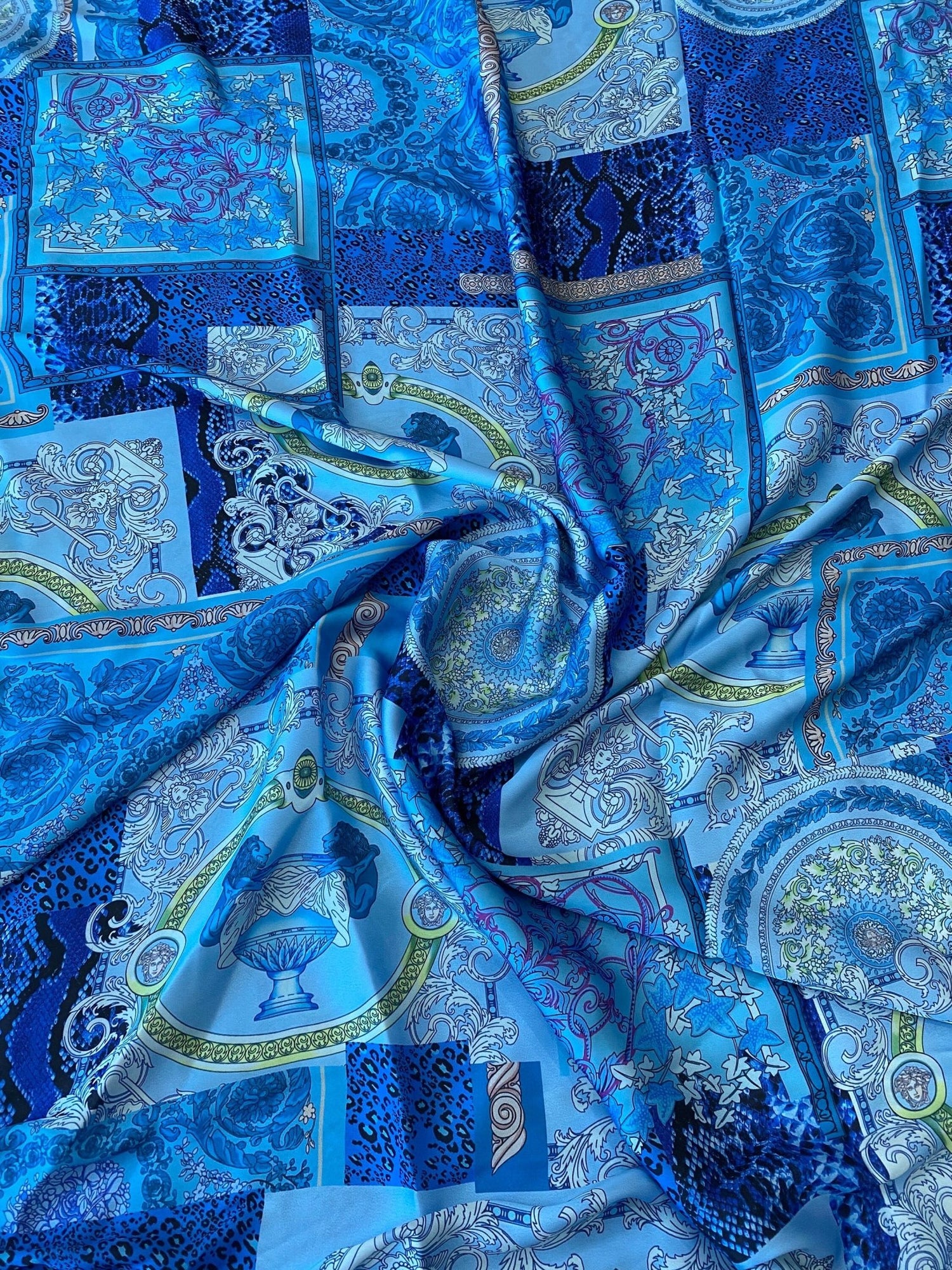 Baroque Pattern Fabric, Navy Blue Design Fabric By The Yard - Whotex Online Fabric Store