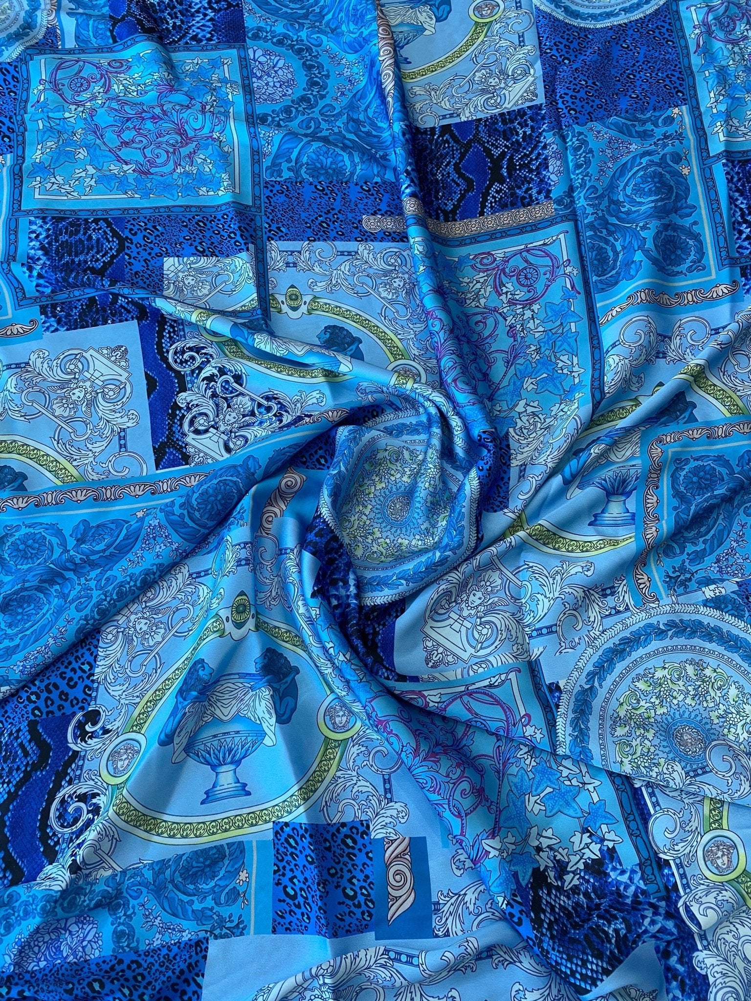 Baroque Pattern Fabric, Navy Blue Design Fabric By The Yard - Whotex Online Fabric Store