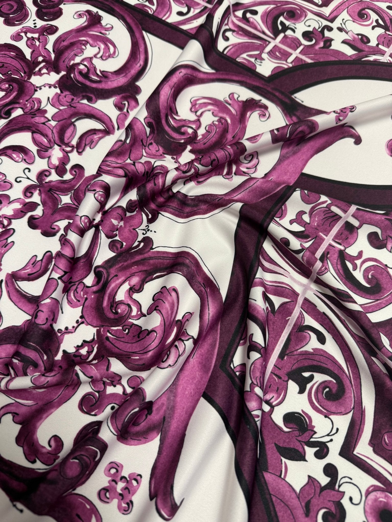 Baroque Pattern Spandex Fabric by the Metre - Whotex Fabrics London