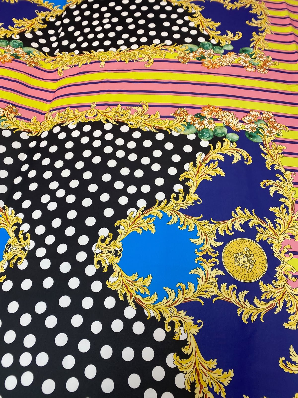 Baroque Polka Dot Crepe Fabric by the Metre - Whotex Fabrics London