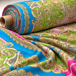 Baroque Print Crepe Fabric by the Metre - Whotex Fabrics London