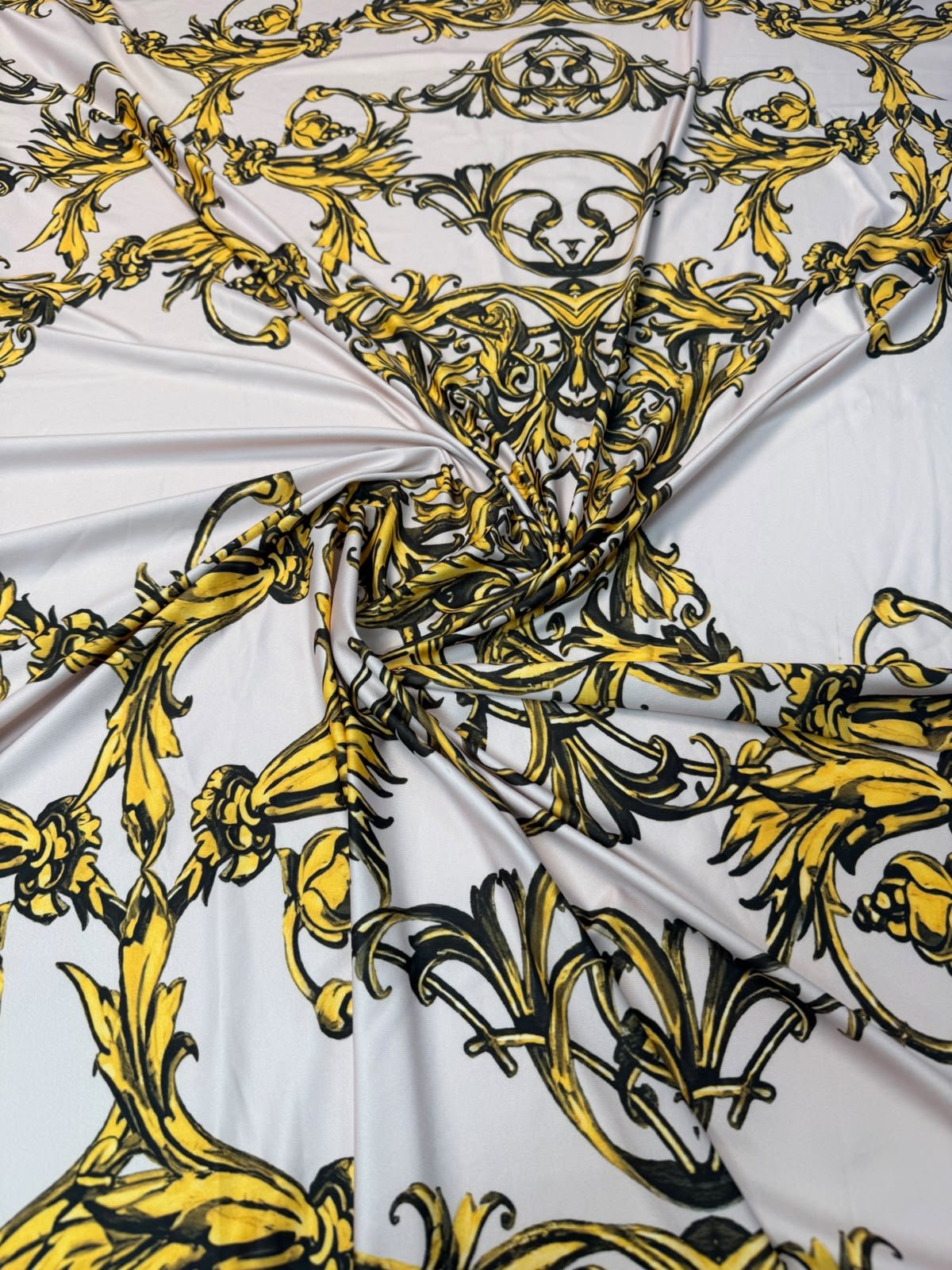 Baroque Scroll Spandex Fabric by the Metre - Whotex Fabrics London