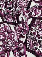 Baroque Style Purple Ornamental Fabric By Metre - Whotex Fabrics London
