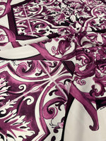 Baroque Style Purple Ornamental Print Fabric - Whotex Online Fabric Store