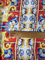 Baroque Tile Print Chiffon Satin Fabric by the Metre - Whotex Fabrics London