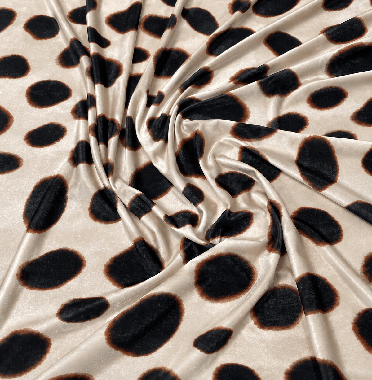 Beige Abstract Animal Spot Velvet Fabric by the Metre - Whotex Fabrics London
