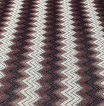 Beige and Burgundy Chevron Lurex Fabric by the Metre - Whotex Fabrics London
