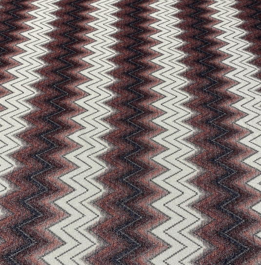 Beige and Burgundy Chevron Lurex Fabric by the Metre - Whotex Fabrics London