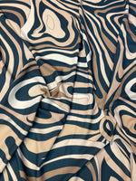 Beige Black Abstract Wave Fabric by the Metre - Whotex Fabrics London