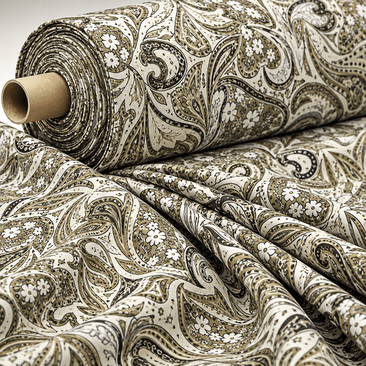 Beige & Cream Paisley Fabric by the Metre – Classic Style - Whotex Fabrics London