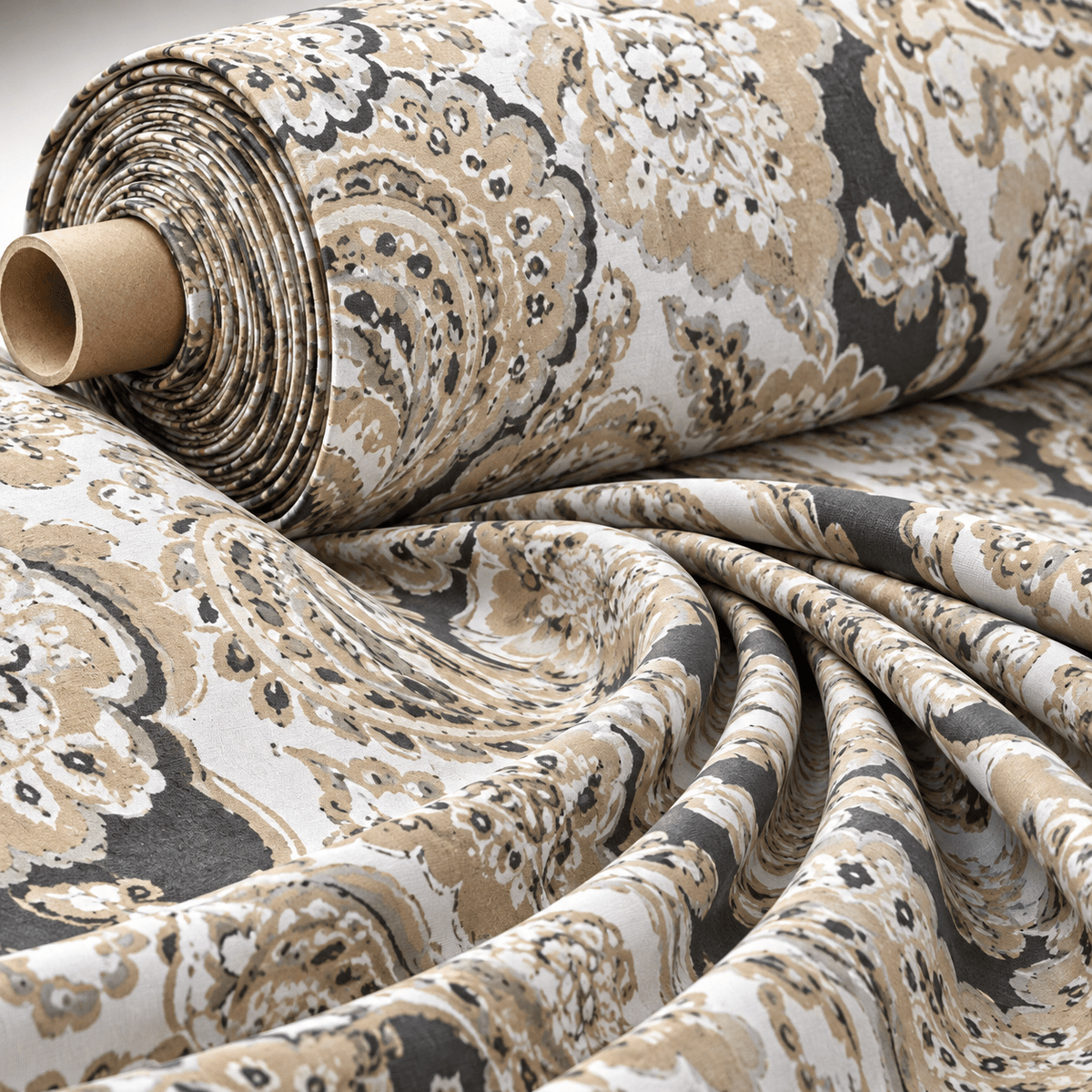 Beige Paisley Pattern Fabric - Whotex Fabrics London