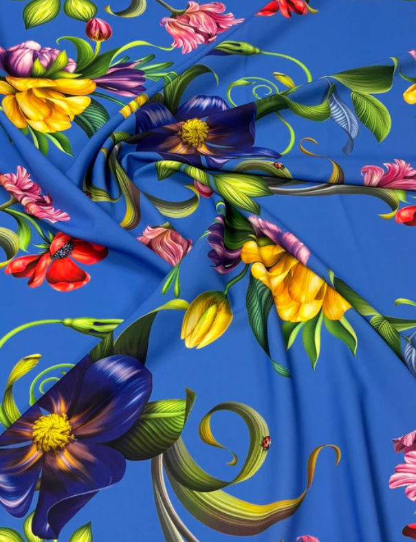 Big Floral Fabric Persian Jewel Tropical Flower Pattern sold by Metre - Whotex Fabrics London