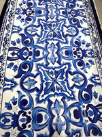 Big Majolica Pattern Fabric, Blue Navy Sicilian Fabric By The Yard - Whotex Online Fabric Store