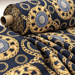 Black and Gold Baroque Pattern Luxury Chain Print Fabric by Metre - Whotex Fabrics London