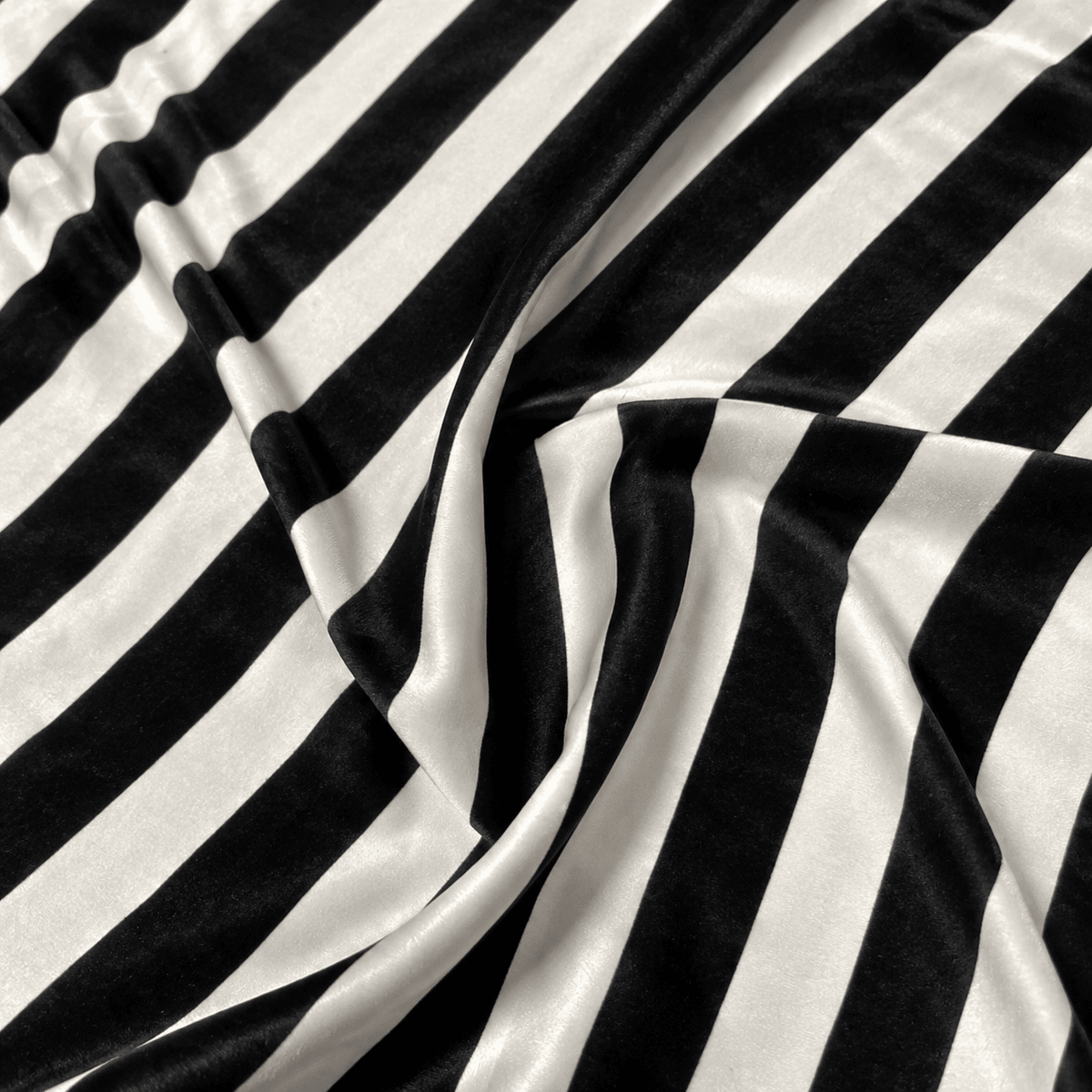 Black and White Striped Velvet Fabric by the Metre - Whotex Fabrics London