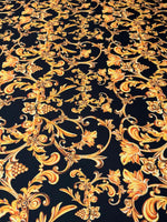 Black Baroque Crepe Fabric by the Metre - Whotex Fabrics London