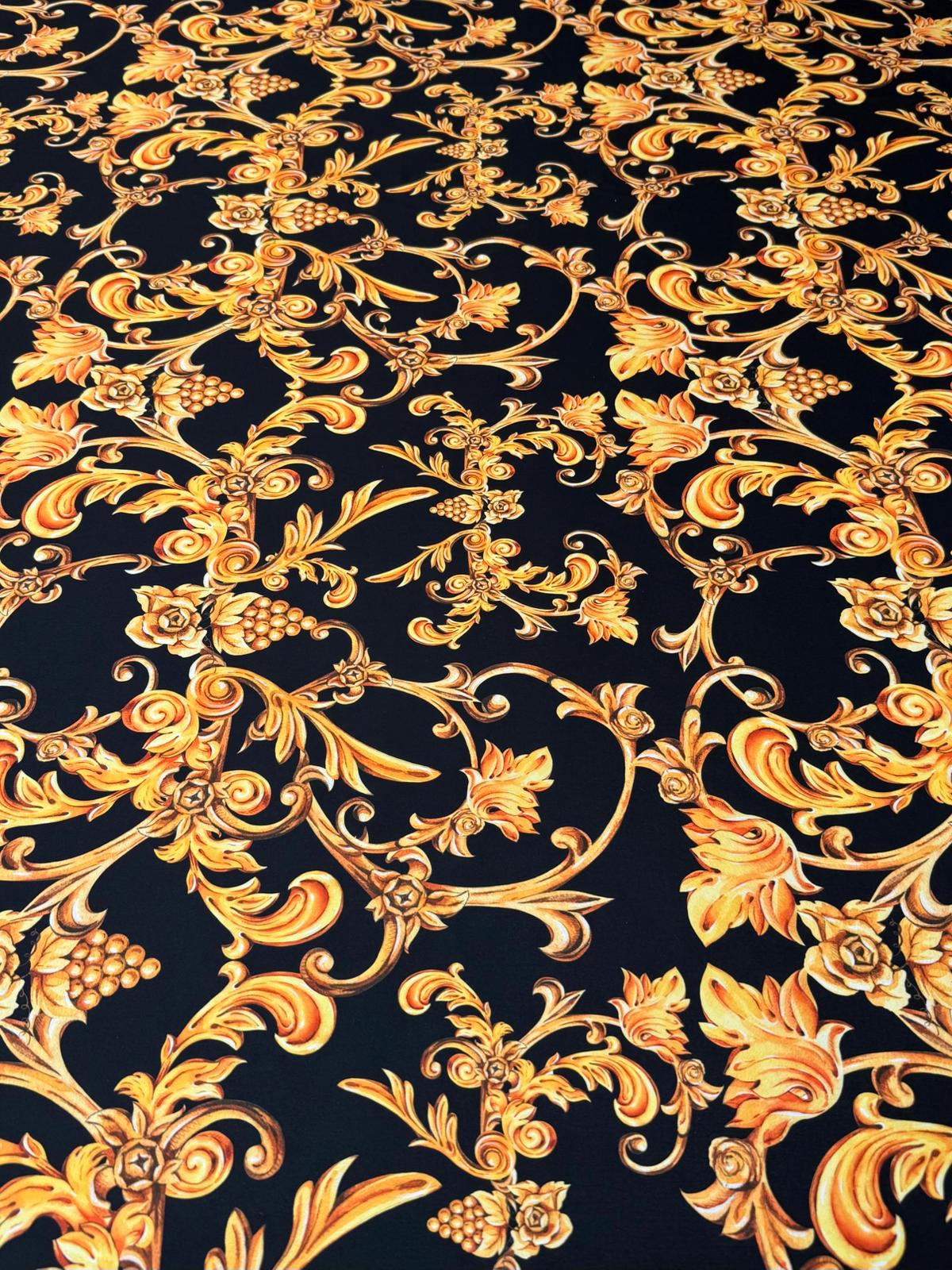 Black Baroque Crepe Fabric by the Metre - Whotex Fabrics London
