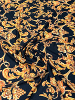 Black Baroque Crepe Fabric by the Metre - Whotex Fabrics London