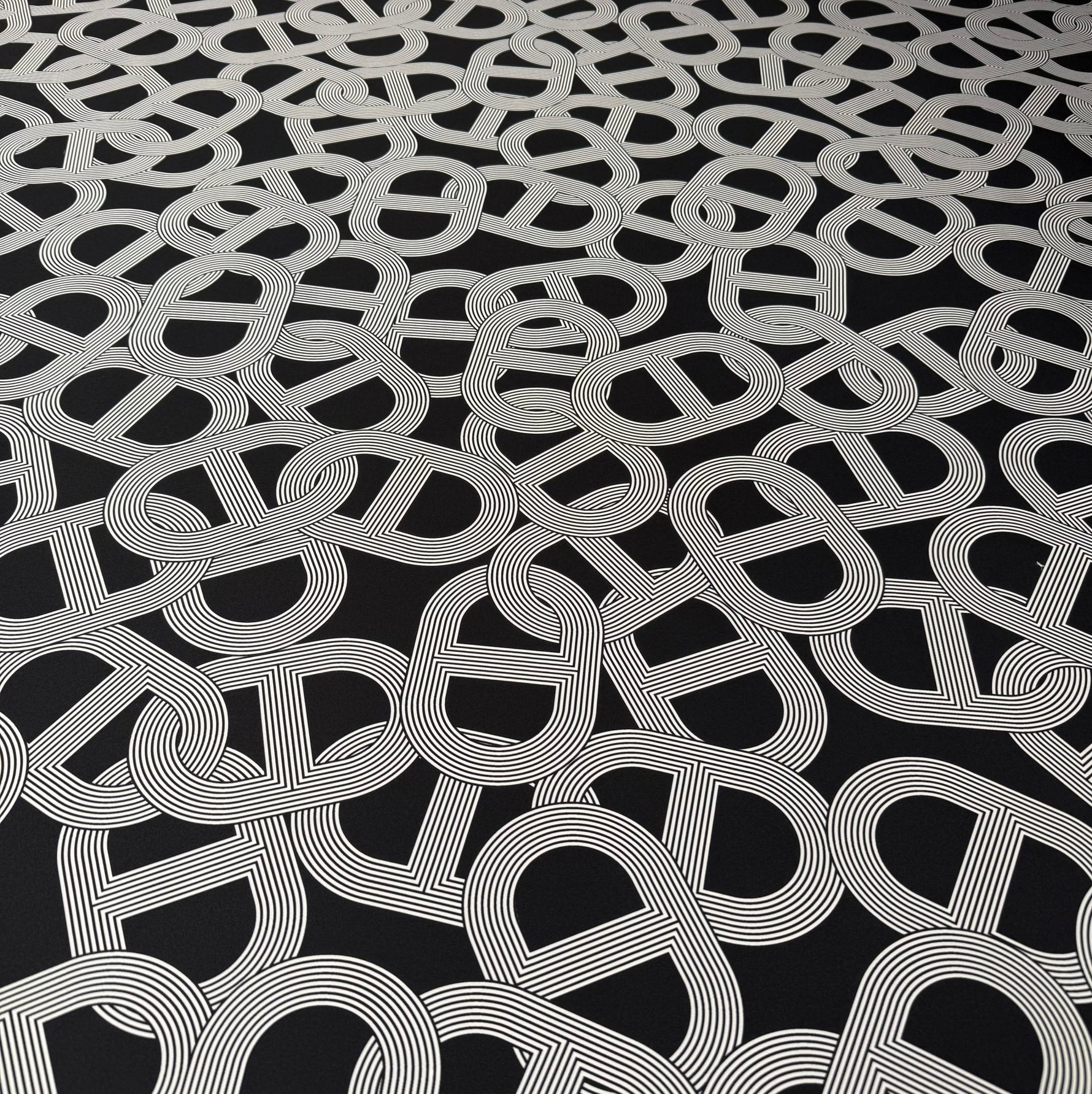 Black Geometric Pattern Fabric by the Metre - Whotex Fabrics London