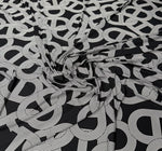 Black Geometric Pattern Fabric by the Metre - Whotex Fabrics London