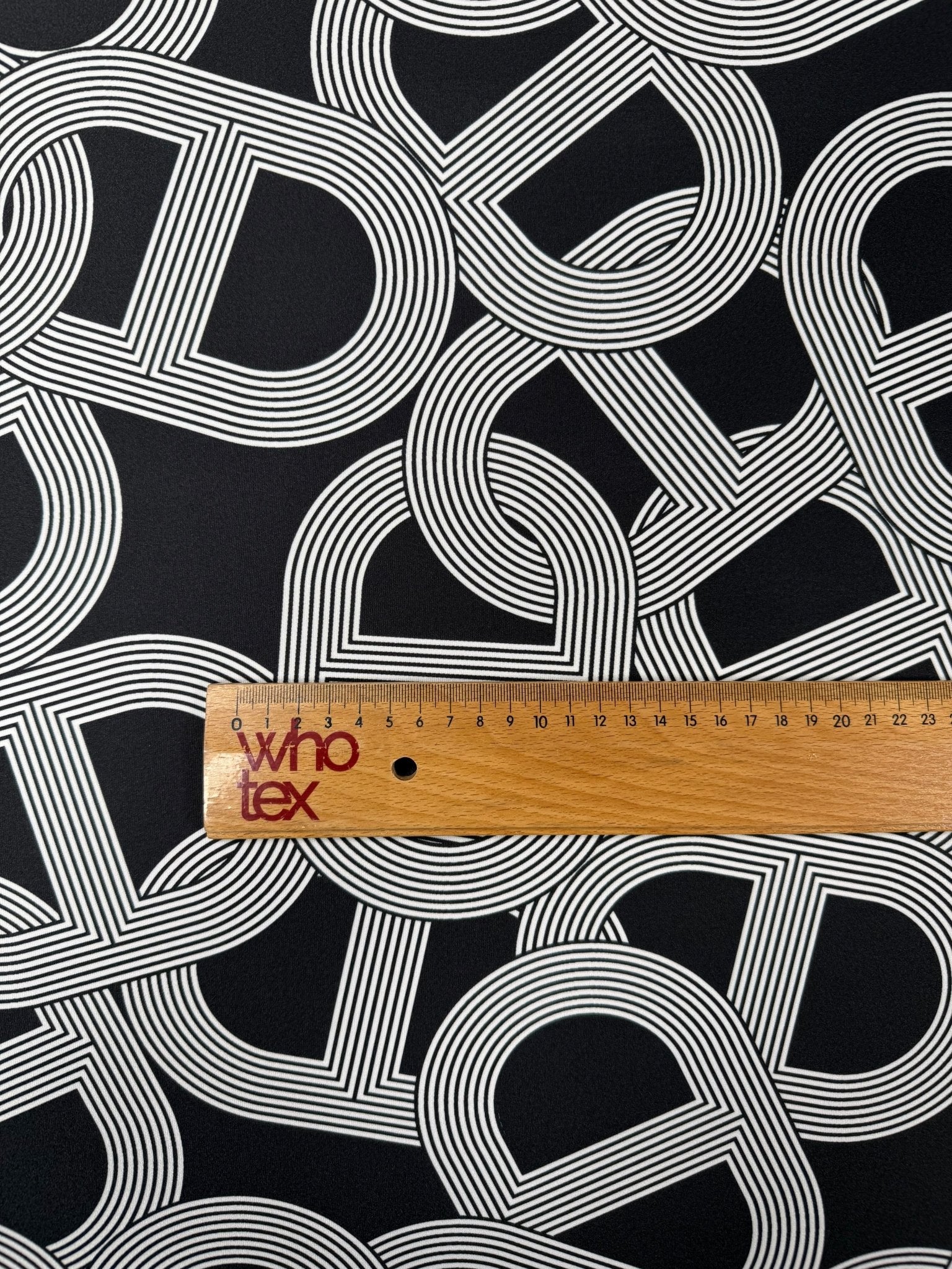 Black Geometric Pattern Fabric by the Metre - Whotex Fabrics London
