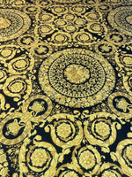 Black & Gold Baroque Spandex Fabric by the Metre - Whotex Fabrics London