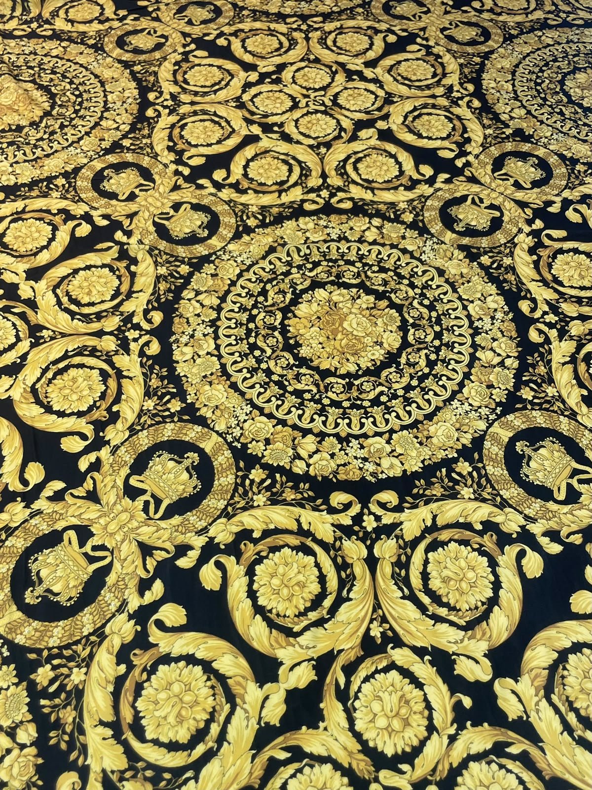 Black & Gold Baroque Spandex Fabric by the Metre - Whotex Fabrics London