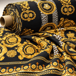 Black Gold Baroque Upholstery Fabric by the Metre - Whotex Fabrics London
