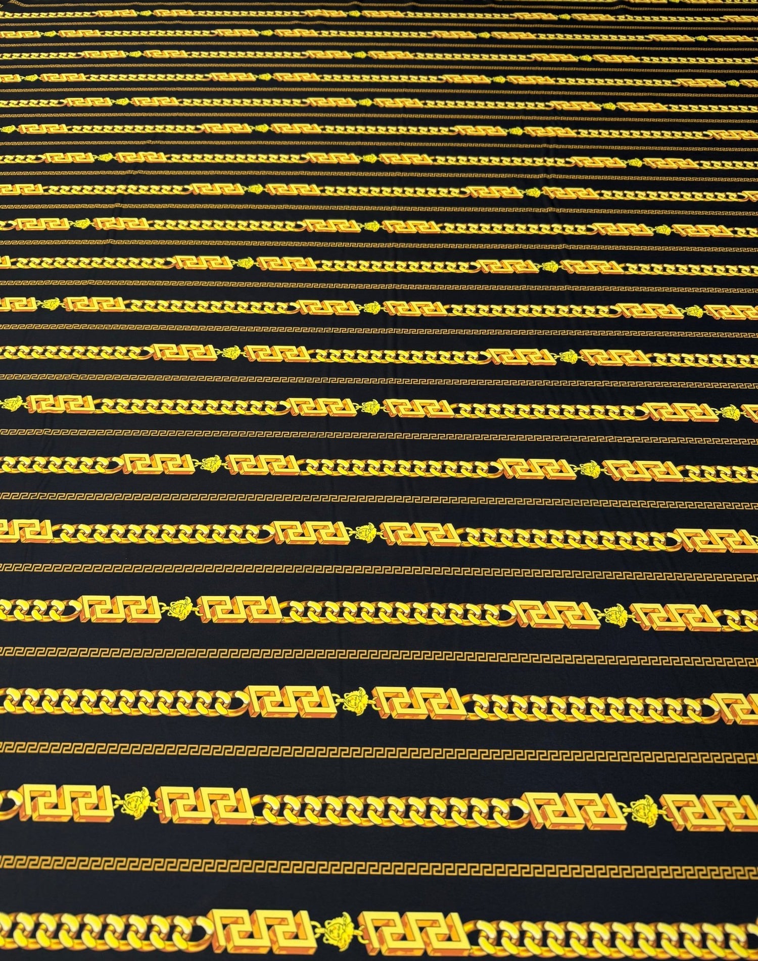 Black Gold Chain Print Fabric by the Metre - Whotex Fabrics London