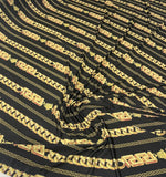 Black Gold Chain Print Fabric by the Metre - Whotex Fabrics London