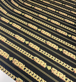 Black Gold Chain Print Fabric by the Metre - Whotex Fabrics London