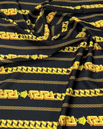 Black Gold Chain Print Fabric by the Metre - Whotex Fabrics London